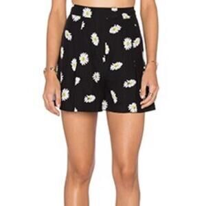 Kate Spade Pleated Front High Rise Daisy Dot Silk Short in Black Size 0
